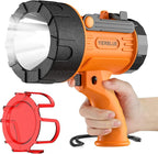 YIERBLUE Rechargeable Spotligh with 1000,000 Lumen LED, Handheld Rechargeable Spotlight IP67 Waterproof Flashlight, 9h Ultra-Long Standby, Ideal Spotlight for Boating, Camping