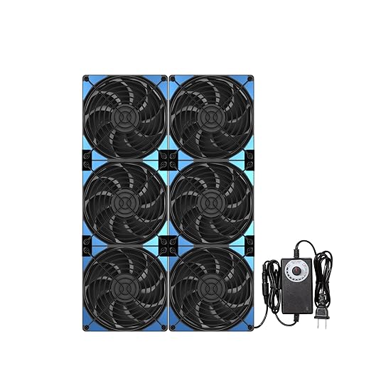 120mmx6 720mm Adjustable Computer PC Box Vent Fans 3V-12V Speed Controller for Flexible Arrange Cabinet Rack Space Window Wall Server Mining Rig Chicken Coop Exhaust Cooling
