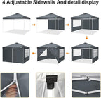 COBlZI 10x10 Pop Up Canopy Tent with 4 Removable Sidewalls，Waterproof Commercial Easy Adjustable Gazebo Tent with Air Vent, 4 Sandbags，4 Stakes & 8 Ropes（Tents for Party/Exhibition,Grey