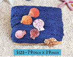 Natural Fishing Net Decor with Shells 79 Inch Beach Theme Decor for Party Home Bedroom Wall Hanging Fish Net Decorations (Sea Blue)