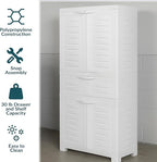 Sunnydaze Plastic Garage Storage Cabinet with 2 Adjustable Shelves - 57" H - Garage, Office, Home, Laundry Room - Speckled White