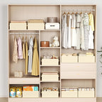 DIMJ Large Closet Storage Bins 8 Pack - Fabric Trapezoid Closet Organizer Bin, Foldable Storage Baskets for Shelves, Closet Shelf Organizer, Clothing Storage Box for Toys, Books, Towel, Clothes, Beige