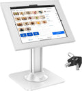 AboveTEK Anti-Theft iPad Kiosk Stand – POS iPad Security Mount with 360° Swivel & 75° Tilt, Heavy Duty Tablet Kiosk Desk Holder for Retail & Business POS Systems (White)