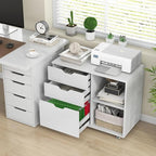 LOKO 3-Drawer File Cabinet, Mobile Printer Stand Cabinet with Adjustable Shelf, Rolling Lateral Filing Cabinet with Wheels for Letter, A4, Legal Size, for Home Office Organization (White)