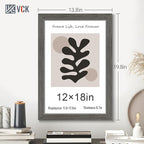 VCK 12x18 Frame Set of 5, Gray Solid Wood Poster Picture Frame, Exclusive Wood Grain, Wall Gallery Frame