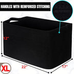 MINTWOOD Design 22in Extra Large Blanket Basket Holder Living Room, Rectangle Rope Woven Storage Basket with Handles for Laundry, Pool Towels, and Shoes, Dog Toy Organizer Bin Box, Full Black