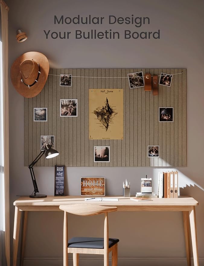 Large Felt Bulletin Board 48" x 36" Cork Board Alternative-12 Pack with 70 Safe Removable Adhesive Tabs, Cork Boards for Walls Cork Board for Home Office Classroom Pin Board-Earth Brown