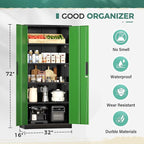 Greenvelly Metal Garage Storage Cabinet, 72" Tall Steel Storage Cabinets with Doors and Adjustable Shelves, Metal Tool Cabinets, Locking File Cabinet for Home Office, Garage, School (Black&Green)