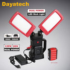 12000LM 85W Corded and Cordless LED Work Light with Tripod, Compatible with MILWAUKEE DEWALT MAKITA 18-21V Battery, Dual-Head Adjustable Jobsite Light, Flicker-Free for Auto Repair Electrical