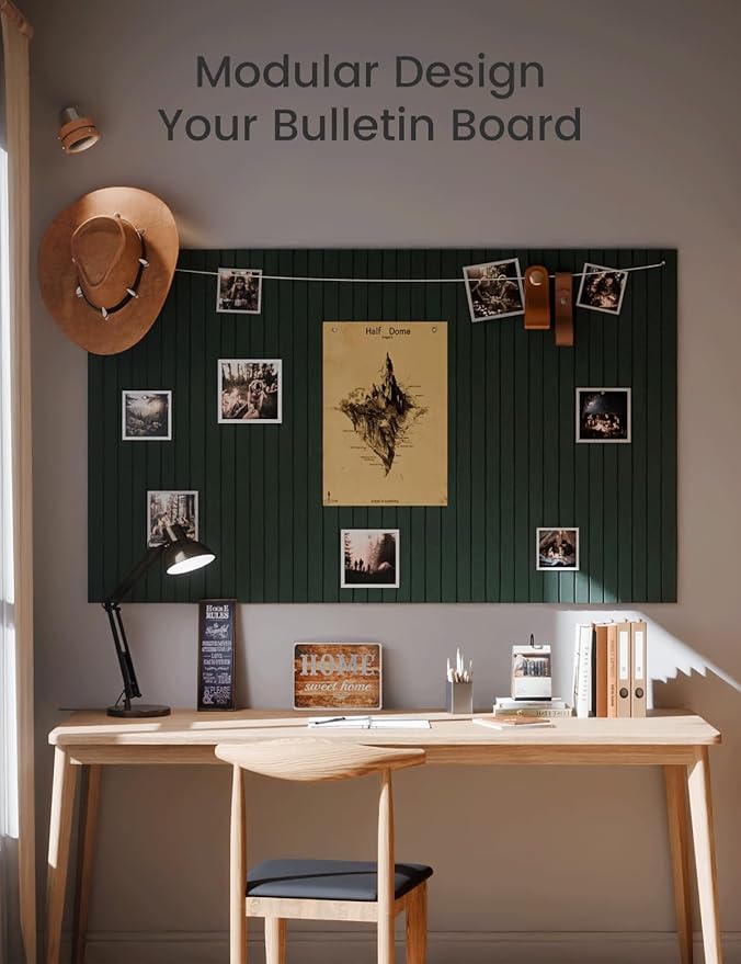 Large Felt Bulletin Board 48" x 36" Cork Board Alternative-12 Pack with 70 Safe Removable Adhesive Tabs, Cork Boards for Walls Cork Board for Home Office Classroom Pin Board- Pine Green