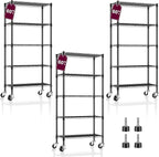 3 Pack 5-Tier Metal Wire Shelving Unit with Wheels & Feet, 14" D x 30" W x 60" H,750 lbs Capacity Adjustable Heavy Duty Steel Wire Rack Storage Shelves for Kitchen, Garage, Pantry