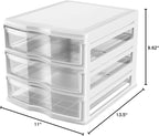 Life Story 3 Drawer Stackable Shelf Organizer Plastic Storage Drawers for Bathroom Storage, Make Up, Or Pantry Organization, White
