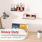 12 Inches Red Small Wall Shelves, Acrylic Bathroom Floating Shelves for Living Room, Bathroom, Bedroom, 2 Pack