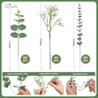 Serwalin 200 Pcs Mixed Artificial Eucalyptus Stems，Babys Breath Artificial Flowers Bulk with Artificial Fake Greenery Stems for Wedding DIY Bouquets Floral Arrangement Home Decor