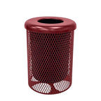 COATEDOUTDOORFURNITURE RFT-BUR Heavy Duty 32 Gallon Round Trash Receptacle, Liner Included, Burgundy with Black Flat Top, Made in America