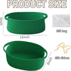 Woven Basket,Small Rope Storage Bin with Handles & Ribbon Bag, Organizer for Shelves Closets,Gift Basket Empty for Birthday,Books,Dog Toys, Green