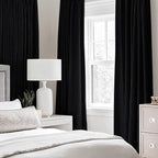 MIULEE Linen Texture Curtains for Bedroom Solid 100% Blackout Thermal Insulated Halloween Black Curtains Grommet Room Darkening Drapes for Living Room Nursery 52x45 Inch (2 Panels)