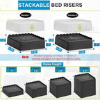 Bed Risers 1 inch, 2 inch, 3 inch, 4 inch Heavy Duty, Adjustable Furniture Riser for Table Desk Couch Sofa Chair Recliner Leg Frame Dorm, Stackable Bed Raisers Blocks (Black 8 Pack, 1+1+1+1 inch)