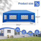 10x20 FT Party Tent, Outdoor Wedding Tents for Parties, Canopy Event Tent with 6 Removable Sidewalls, Waterproof Gazebo Shelter for Birthday Parties, Weddings, BBQs & Events (10X20FT-6Sides Blue)