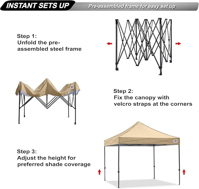 ABCCANOPY Patio Pop Up Canopy Tent 10x10 Commercial-Series (Beige)