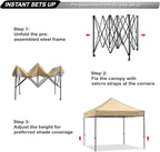 ABCCANOPY Patio Pop Up Canopy Tent 10x10 Commercial-Series (Beige)
