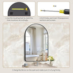 GLASHOM Arched Bathroom Mirror, 30"x48" Black Arched Mirror for Bathroom, Wall Mounted Mirror, Black Vanity Wall Mirror w/Metal Frame for Bedroom, Entryway, Living Room, Vertically Hanging