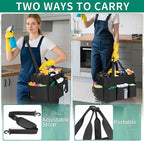 Wearable Cleaning Caddy Bag for Cleaning Supplies, Large Capacity Cleaning Organizer Tote Bag Simple Kitchen Cleaning Supplies Storage Bag for Cleaners Housekeepers (Black)
