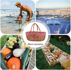 Large Wicker Picnic Basket with Handles,Handle Sturdy Woven Body with Removable and Washable Lining,Outdoor Camping,Gift Packing,Garden Picking, Storage.red