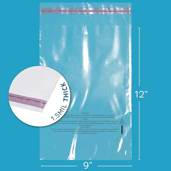 11" x 14" Self Seal Resealable Poly Bags - Case of 1000, Peel & Seal Reclosable Polybags with suffoaction Warning and Adhesive Strip for Packaging & Shipping Clothes, Shirts & More - GPI