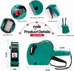 KPX MX5500 Pricing Tag Gun with 5150 pcs Sticker Labels & Extra Inker, 8 Digits Tag Maker for Retail Shop, Grocery Store (Green)