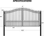 ZUMI Dual Swing Driveway Gates, 12x6 ft. Outdoor Steel Swing Gates for Driveway, Heavy-Duty Driveway Fence Gates for Home Security, Weatherproof Iron Security Gate Kit for Outdoor, Sydney Style