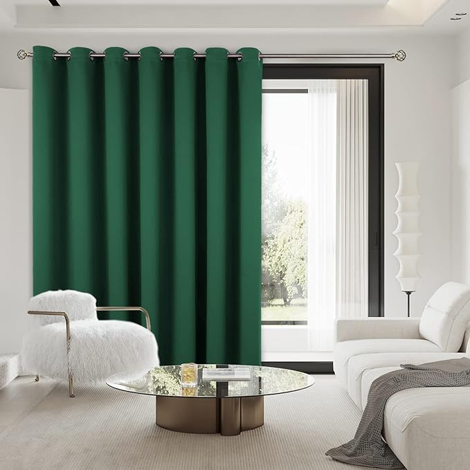 BGment Sliding Door Curtain 100 X 84 Inches, Wide Thermal Blackout Curtains Room Darkening Room Divider Window Curtain, 1 Panel, Emerald Green, 84 Length X Wide 100