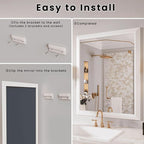 Amorho Bathroom Mirror, 44x36 Inch White Framed Bathroom Mirrors for Over Sink, Wall-Mounted Mirrors for Bedroom, Living Room, Entryway(Horizontal/Vertical).