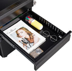 3-Drawer Lockable Mobile File Cabinet – Metal A4/Letter/Legal Size Storage for Home/Office, Pre-Assembled, Space-Saving Under-Desk Cabinet with Wheels (Black)