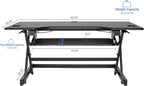 Rocelco 46" Large Height Adjustable Standing Desk Converter with Dual Monitor Mount Arm BUNDLE - Quick Sit Stand Up Computer Workstation Riser - Retractable Keyboard Tray - Black (R DADRB-46-MA2)