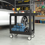 Heavy Service Utility Cart on Wheels,Tool Cart on Wheels, Service Cart for Garage, Warehouse, Workshop, Office, Cleaning (Black-40.6 inch)