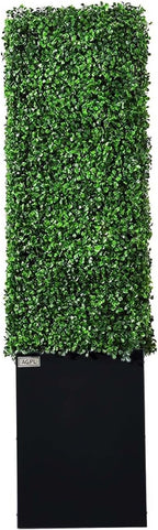 Artificial Boxwood Hedge Wall with Black Stainless Steel Base, Outdoor and Indoor Backdrop Divider Privacy Screen and Decorative Wall for Patio, Balcony, Restaurant, Various Events 48" W*12" D*48" H
