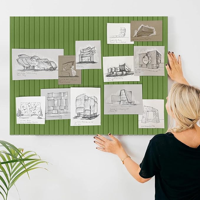 Large Felt Bulletin Board 47x47 Inch, 16pcs Peel and Stick Felt Wall Tiles Modern Push Pin Board for Wall Organization