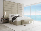 VANT Upholstered Bed Bench - Boucle Beige - Burnished Brass - Contemporary Modern, Bedroom Bench Seat, Hallway, or Entryway