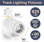 10W LED Black Track Lighting Heads, J Type Track Lighting Rail Ceiling Spotlight for Accent Task Wall Art Exhibition Lighting, and Wall Art Display Illumination 3000K-5700K, CRI90+ (6-Pack