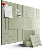 Felt Bulletin Board Tiles Large 48" x 36" Cork Board Alternative-12 Pack with 70 Adhesive Tabs, Thick Slat Wall Panels for Office Decor, Push Pin Board Wall Organizer Alternative -Sage