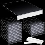 Tinlade 50 Pcs Clear Moveable Shelf Label Holders with 50 Insert, Clear Bookshelves Tags Plastic Transparent Library Shelf Markers Holders for Library Office Store 5.1 x 7.9 x 0.75 Inches