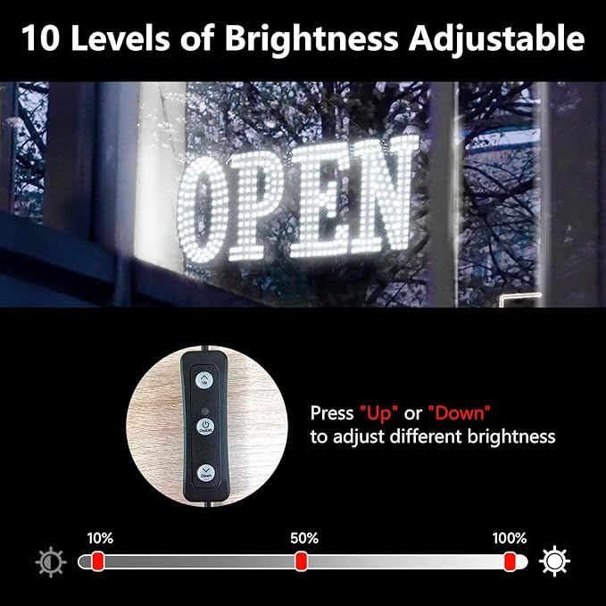 48"x17" Super Large LED Open Signs for Business with Remote Controlled, 10 Levels Brightness Adjustable Unique Design Super Bright with Chain, High Visibility for Store Bar Retail Shops Salon Office