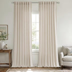 MIULEE Non-See-Through Privacy Linen Curtains 2 Panels, Light Filtering Window Curtains Farnhouse Textured Back Tab Semi Sheer Drapes for Bedroom Living Room, 52 x 108 Inches Long, Linen