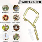 20PCS Eye Screw Hooks for Hanging Heavy Duty with Safety Buckle.Metal Ceiling Hooks for Hanging Plants,Cup,Wind Chime,Bird Feeders,String Lights at Indoor&Outdoor,2.36 Inch (No Drill Bit)