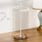 Lolalet Rotating Necklace Holder Stand with Metal Hooks, Spinning Display Carousels, Freestanding Organizer Hanger, for Long Necklaces Chains -White