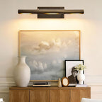 Hardwired Aged Brass Picture Light: 24" Rotatable Vintage Antique Bronze Gallery Artwork Lighting Over Pictures Frame - Traditional Copper Museum Art Accent Spotlight for Library Wall Photo Painting