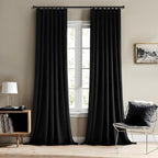 MIULEE Pinch Pleated Black Velvet Blackout Curtains 96 inches Long for Halloween, Thermal Insulated Pinch Pleat Drapes with Hooks, Luxury Halloween Window Panels for Bedroom Living Room, 2 Panels