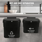 ELPHECO Kitchen Compost Bin with Lid 1.8 Gallon Hanging Trash Can with Lid, 7 Liter Wall-Mounted Garbage Can for Kitchen Cabinet Door, Small Under Sink Trash Can for Counter Top, Bathroom, Black