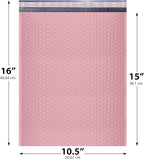 Light Pink 10.5x16 Inch Large Poly Bubble Mailers #5 | Padded Envelopes with Self Seal | Air Lined Cushioned Bubble Mailer | Usable Size 10.5x15 | 200 Pack Bulk | Lightweight shipping Bags